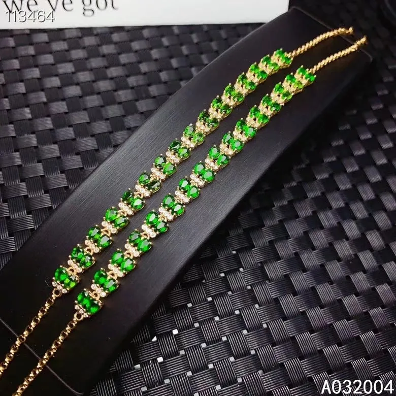 

KJJEAXCMY Fine Jewelry 925 Sterling Silver inlaid diopside women hand bracelet lovely support detection