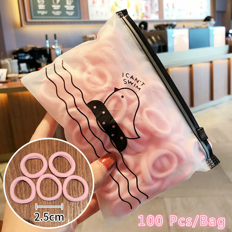 50/100 unids/bolsa niños bebé colores lindos bandas elásticas de nailon para el cabello niñas dulce Cola de Caballo titular bandas de goma accesorios para el cabello para niños