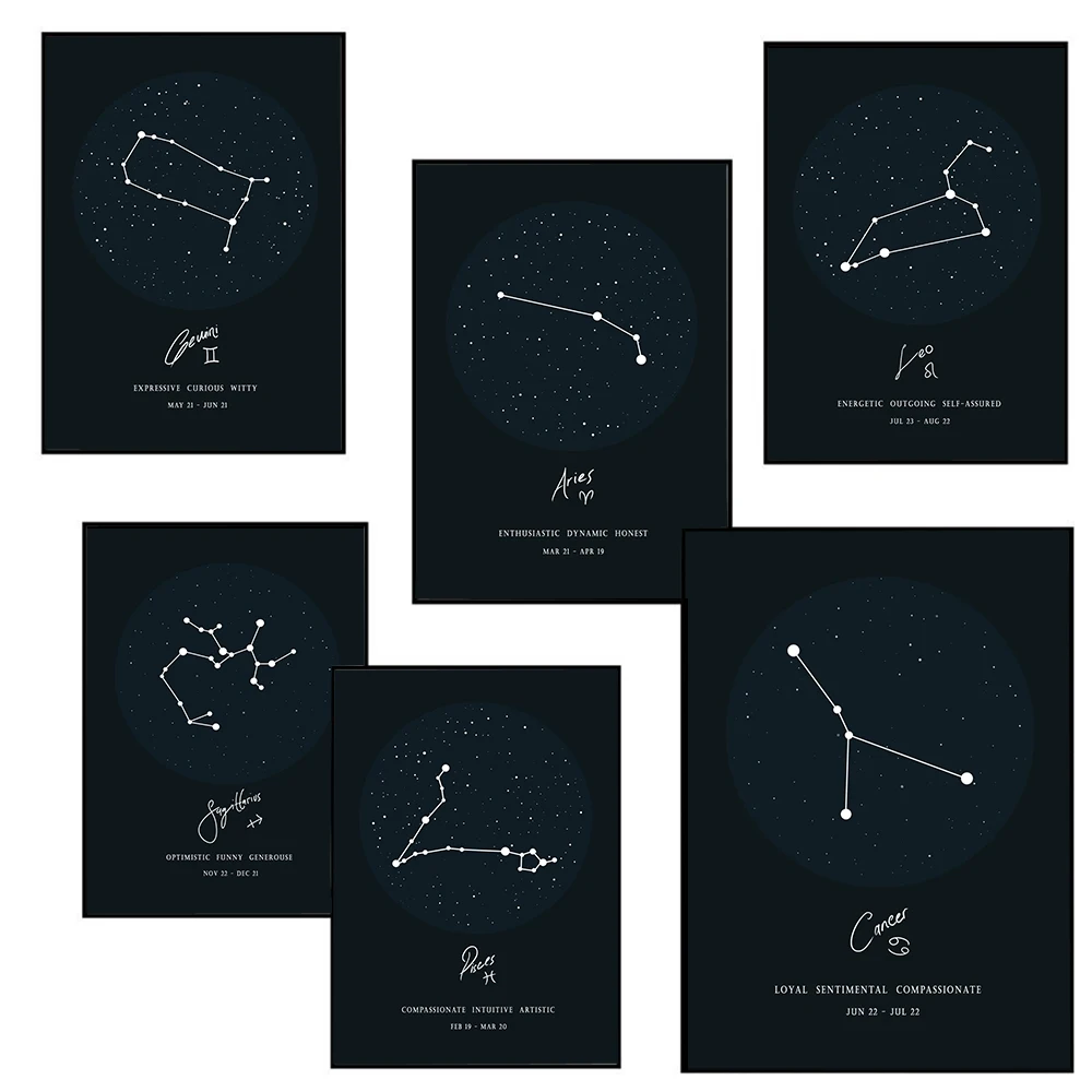 Zodiac Astronomical Constellation Modern Abstract Fashion Nordic Poster Picture Canvas Painting Prin Wall Art For Room Decor