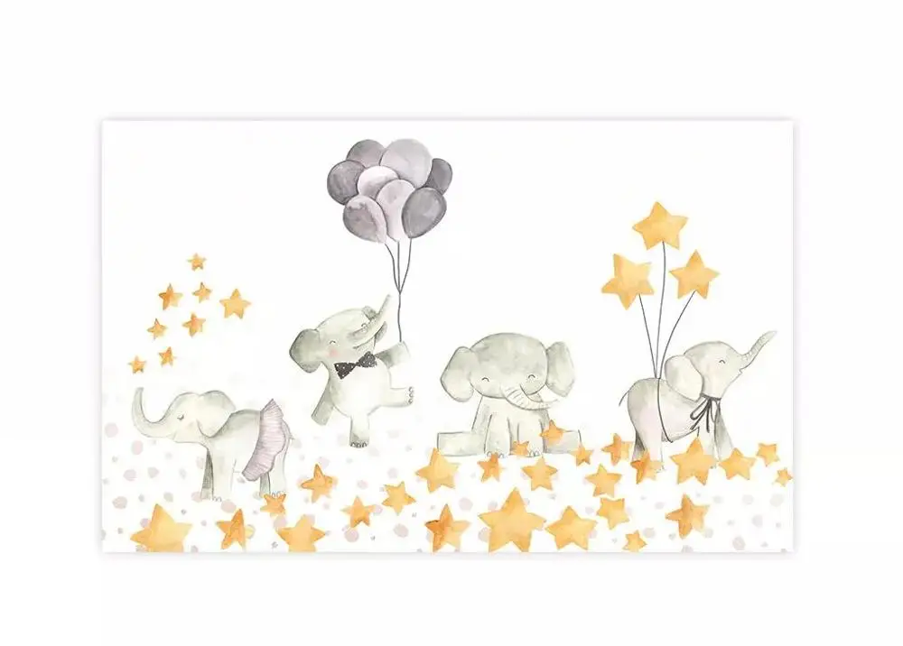 Papel de parede 3d personalizado milofi, mural de desenhos animados fofo de elefante estrela para quarto das crianças sala de estar quarto fundo decoração de parede