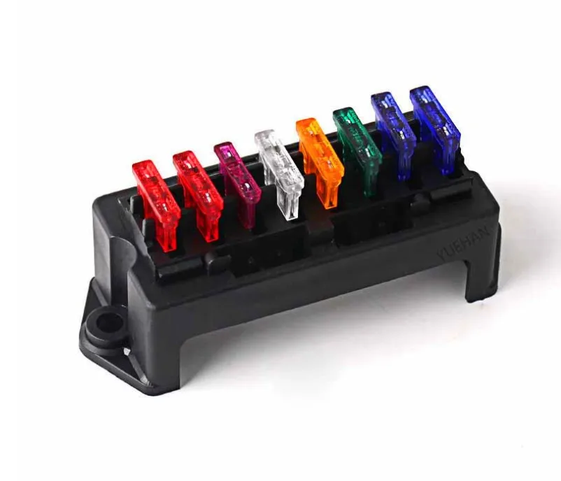 8 way Circuit Standard Blade Fuse Box DC 12V/24V Car Fuse Block Holder with 8pcs 3A-30A Fuses and terminal