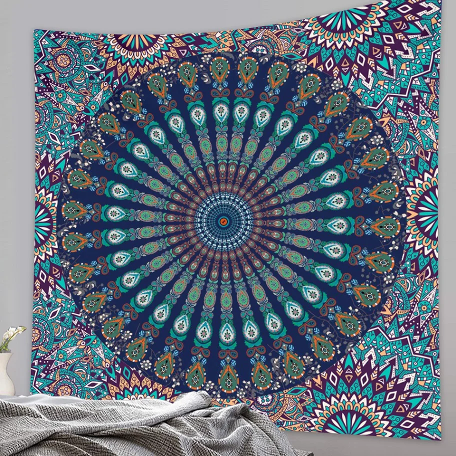 Psychedelic scene Mandala home decoration tapestry wall decoration Hippie Bohemian decorative sheet yoga mat sofa blanket