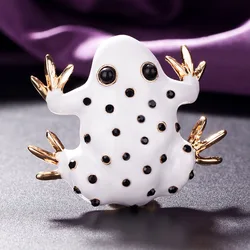 zlxgirl White and green Enamel frog brooches jewelry for men Anniversary jewelry fashion women cartoon scarf pins bags accessory