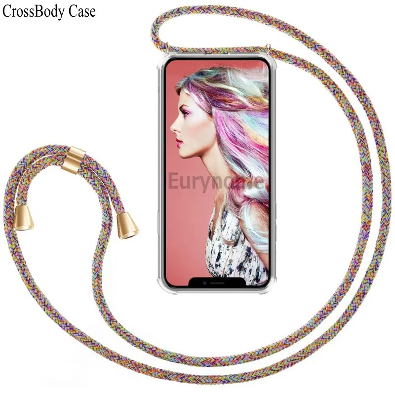 

Strap Cord Chain Case For Huawei P60 P50 P40 P30 P20 Pro Mate 60 Pro Clear Crossbody Necklace Carry Hang Shoulder Lanyard Cover