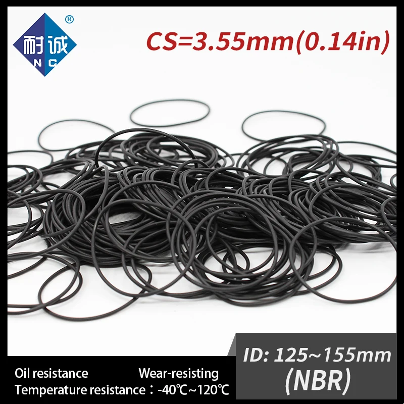 

1 PC / Lot Nitrile Rubber Black NBR CS 3.55mm ID 125/132/155*3.55mm O Ring Gasket Oil resistant waterproof