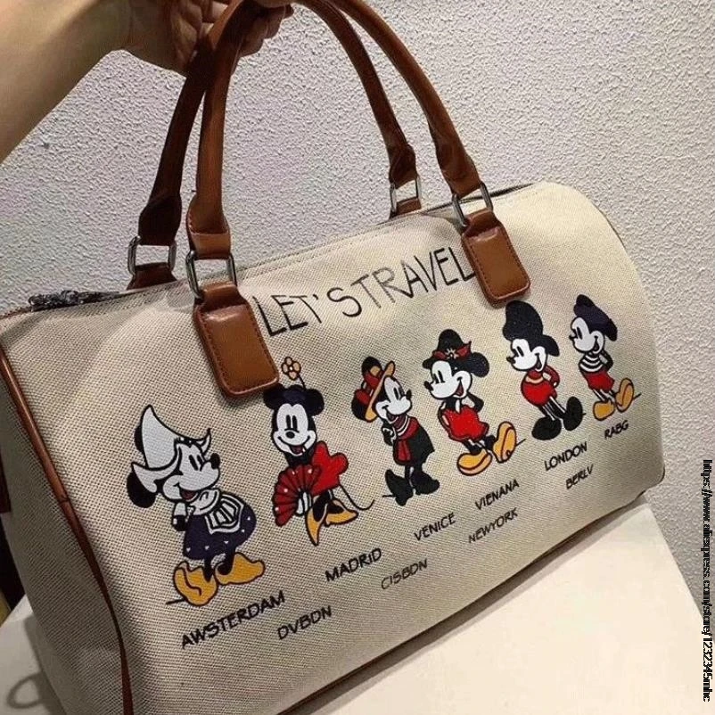 Fashion Disney Mickey Mouse Women Shoulder Messenger Bag Lady Minnie Handbag Travel Bag High Capacity For Women Shopping Use