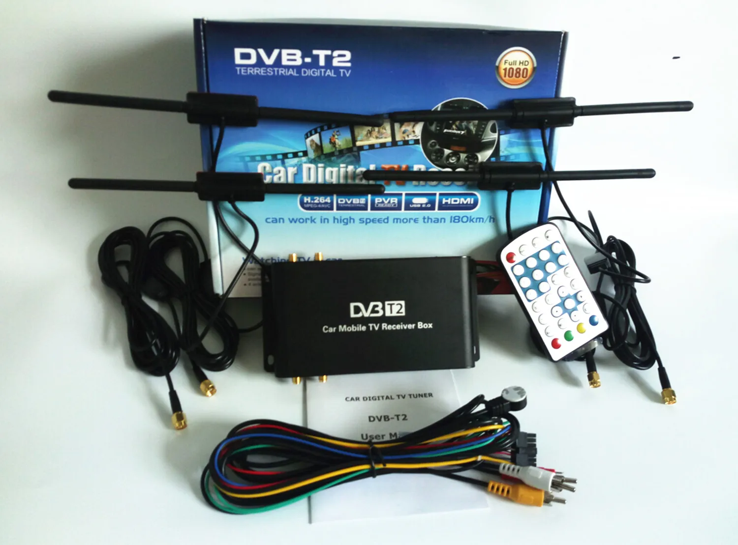 180-200 Km / H DVB-T2 Car Antenna 4 Mobility Chip DVB T2 Digital Car Coordinator HD 1080 TV Receiver BOX P Dvbt2