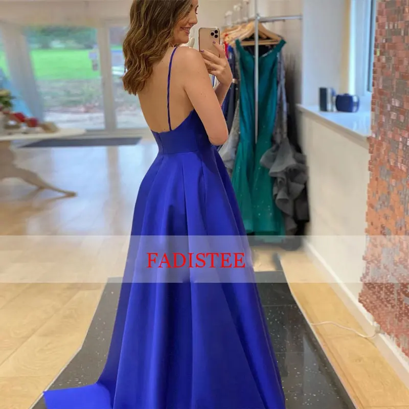 Simple Satin V-neck Prom Dresses Prom Party Robe De Soiree Femme Longue Formal Dress вечерние платья Sexy Vestidos De Fiesta