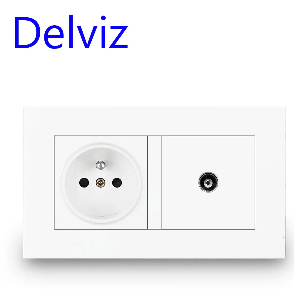 Delviz French Standard Socket, USB Charger Port for Mobile,Household Wall light 2 way switch panel,2A Dual USB Wall Power Outlet