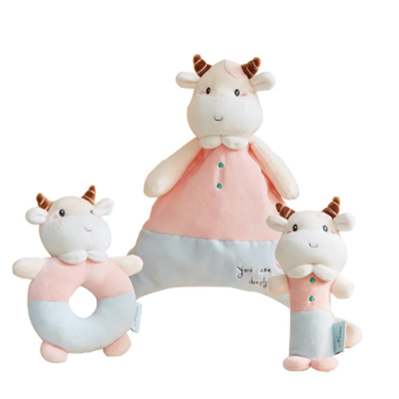 

2022 New Creative Calf Comfort Towel Cow Plush Toy Baby Comfort Sleep Rattle Bb Called the Year of the Ox Gift