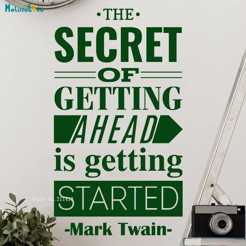 The Secret Of Getting Ahead Is Getting Started Wall Sticker Deep Meaning Office Decor Work Hard Vinyl Philosophy Decals YT3562