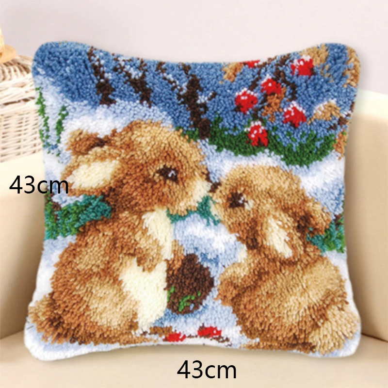 NUBECOM Animal Series Latch Hook Rug Kits, Unfinished Embroidery Material, Hand Knitted, Embroidered Pillow Latch Hook, Beginner