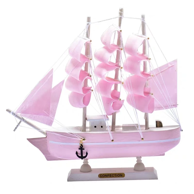 Fahrzeug Spielzeug Rosa Simulieren Holz Segelboot Kunst und Handwerk Wohnzimmer Dekoration Tisch Eingerichtet Geburtstag Geschenk für Mädchen freund