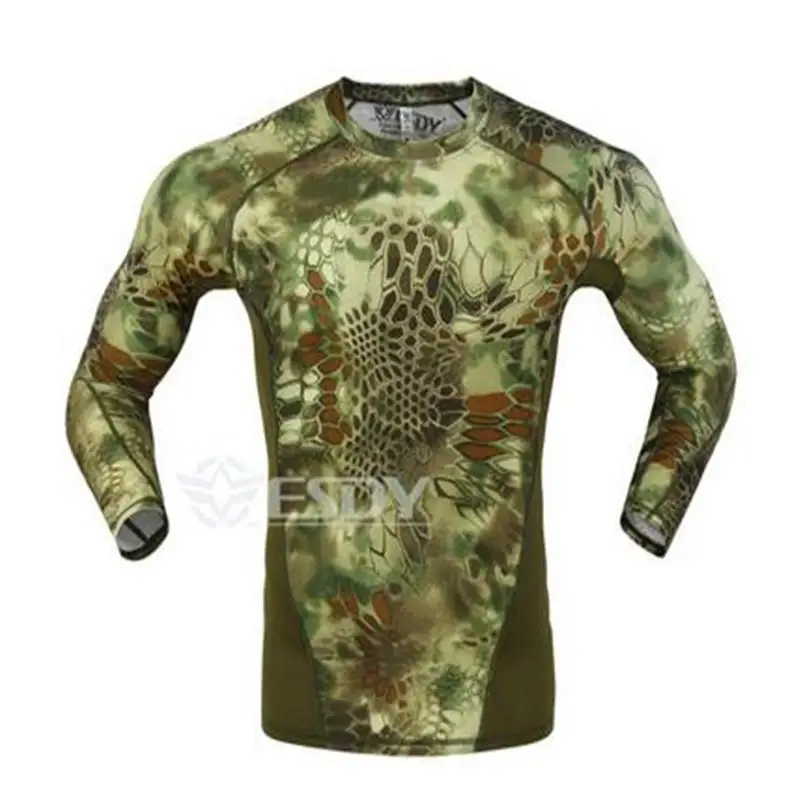 New tactical camouflage T-shirt man breathable tactical Men\'s Compression Shirt Long Sleeve Sportswear T-Shirt