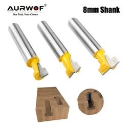 1pc 8 millimetri Shank Foro Chiave Bit Hex Bullone T-Slot Cutter Router Bit Set T Scanalare Fresatura cutter per Legno Lavorazione Del Legno Strumento C08-142