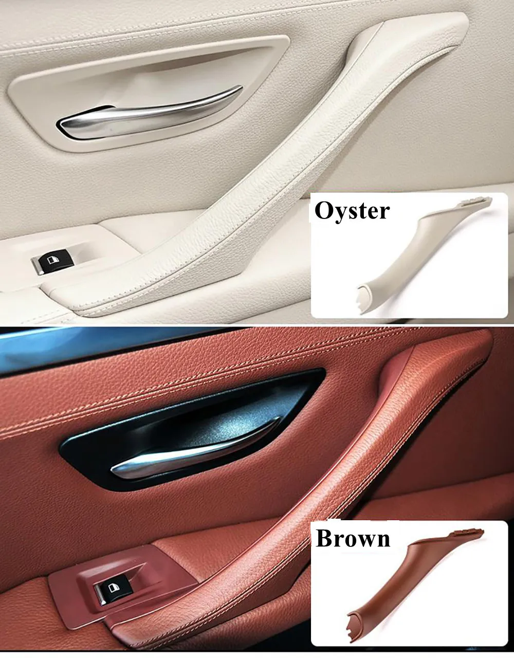 Manijas interiores de puerta Interior de coche, manija de Panel de puerta Interior, cubierta embellecedora, color Beige, negro, gris, izquierda y derecha, para BMW serie 5, F10, F11, F18, 520