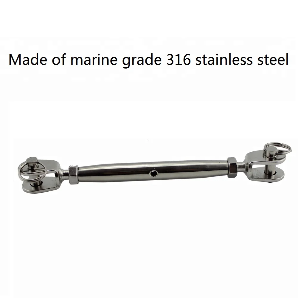 5PCS 316 Stainless Steel Jaw And Jaw Turnbuckle M5 M6 M8 Marine Sailboat Swageless Stub End Pipe Turnbuckles Rigging Hardware