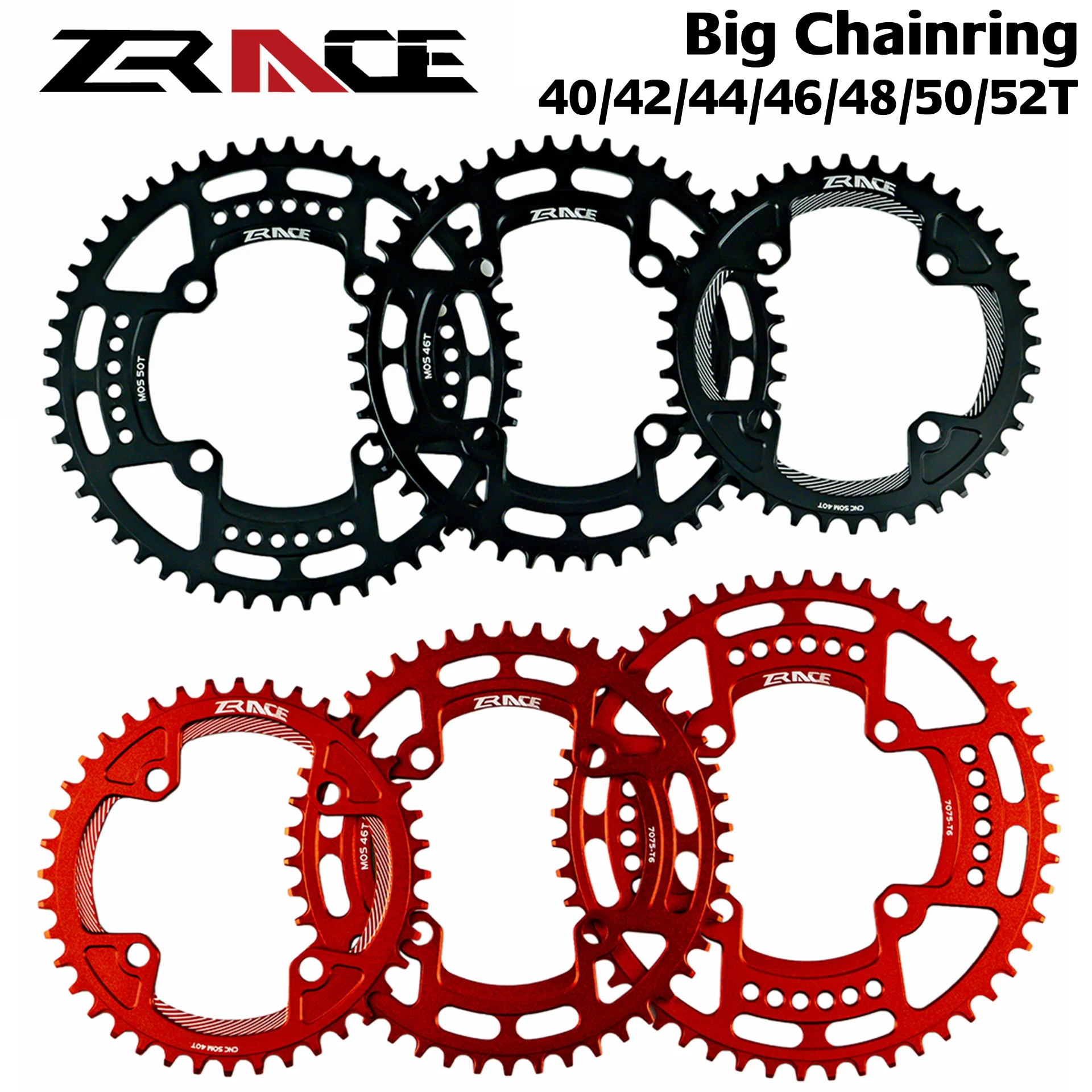 

ZRACE Chainrings Chainwheels 40T/42T/44T/46T/48T/50T/52T BCD104,Narrow Width tooth AL7075 CNC, MTB/Road/Foldingbike/gravel-bikes