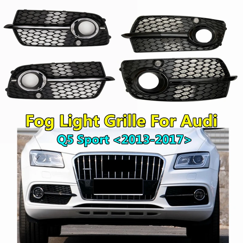 WL Car Facelift Bumper Racing Grills Fog Light Grille For Audi Q5 Sport Sline 2013 2014 2015 2016 2017 Foglamp Frame 8R0807681N