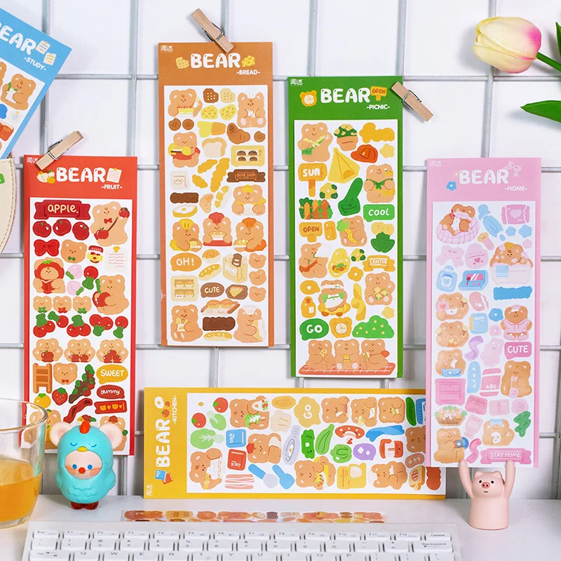 Korean Style Cute Bear Stickers Scrapbooking Decorative Sticker Label Stationery