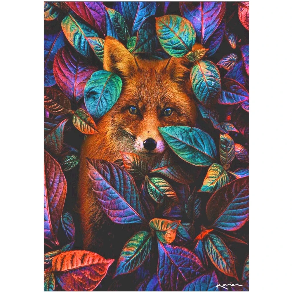 

Full round Drill 5D DIY diamond painting animal fox leaf Cross stitch diamond embroidery kit mosaic landscape Mosaic home decor