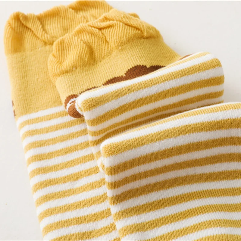 Baby Leg Warmers for Girls Cartoon Cotton Socks Children Striped Hose Crawling Knee Pads Knitted Leggings Winter Soft Sock