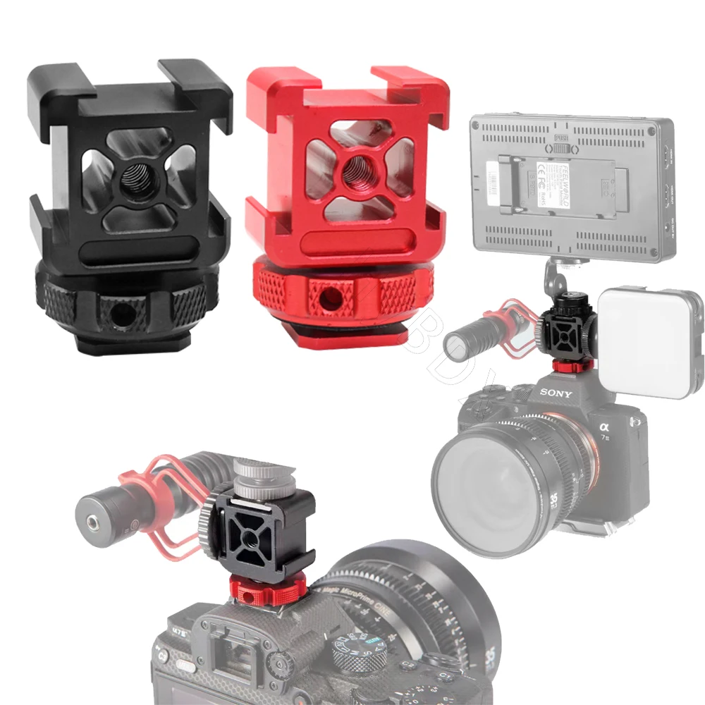 Triple cold shoe mount adapter digital SLR camera hot shoe for LED flash, video light, microphone, monitor extension bracket