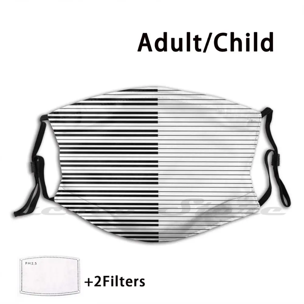 

The Piano Black And White Keyboard With Horizontal Stripes Mask Cloth Reusable Print Filter Washable The Pianist Black White