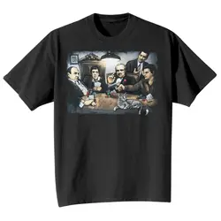 Men's Unique Creative Trending Tee Gangsters Playing Poker T-Shirt -Scarface Godfather Black Tee