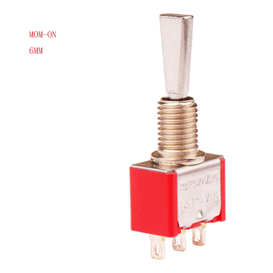 

Momentary Flat Handle Switch RED 3 Pin MOM-ON 6MM Promotion Return Automatically CQC Silver Point Frsky FlySky Toggle Switch 12V