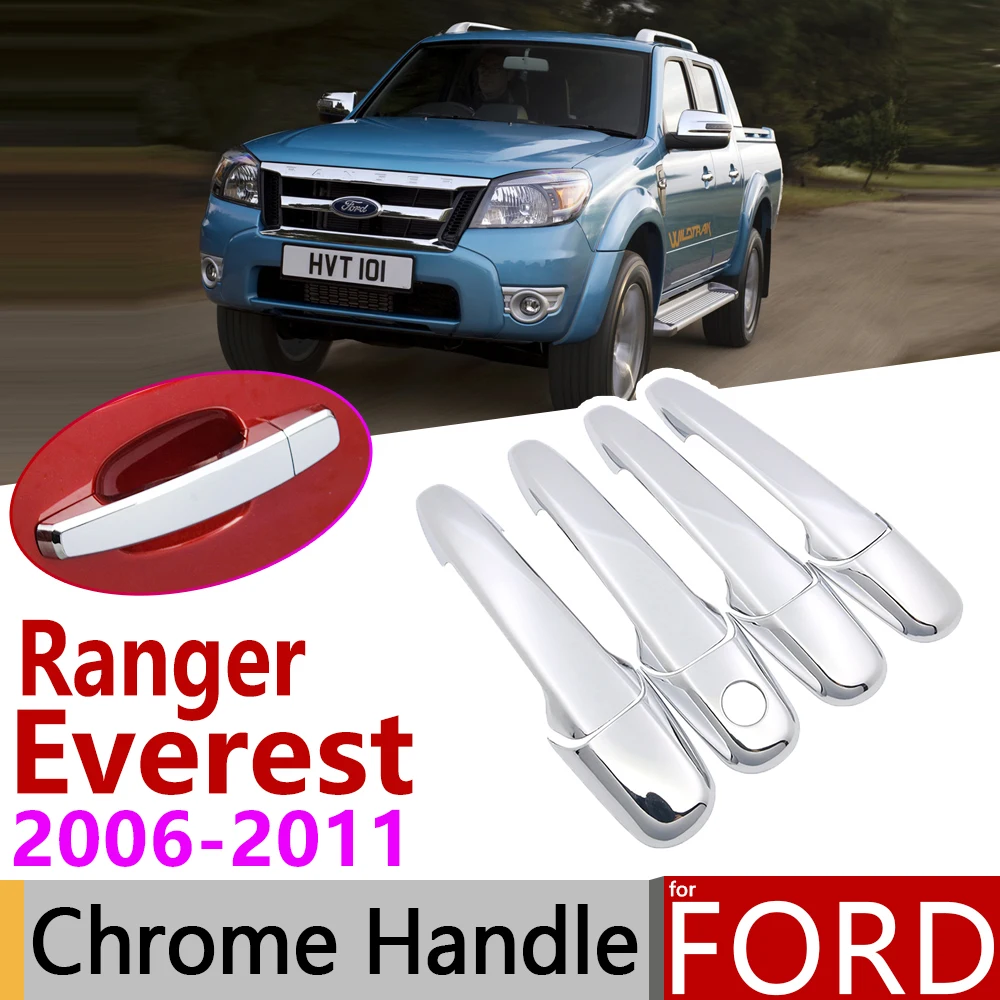 for Ford Ranger Everest 2006~2011Chrome Door Handle Cover Car Accessories Stickers Trim Set of 4Door 2007 2008 2009 2010