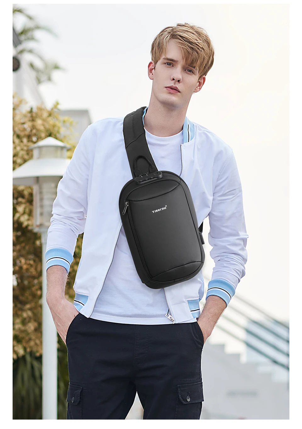 Tigernu Mode Männer Hohe Qualität Umhängetasche Spritzwassergeschützte Brust Tasche Anti-diebstahl USB Lade Casual Brust Tasche Männlichen Tasche – Detail 14
