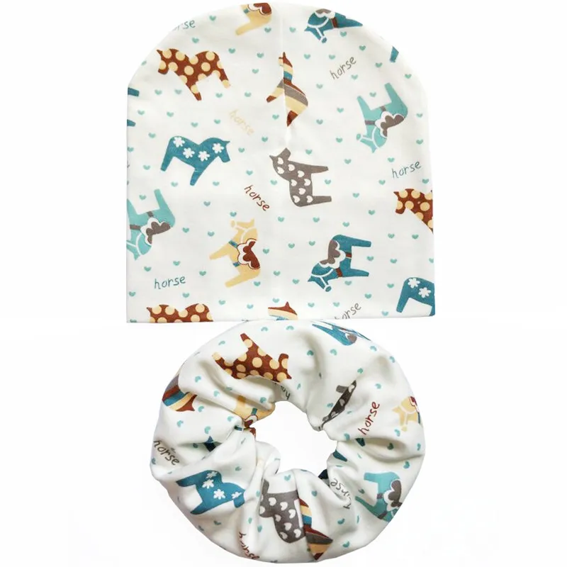New Winter Children Scarf Hat Sets Cartoon Dinosaur Baby Head Cover Spring Warm Neck Collar Kids Beanies Set Cotton Children Hat