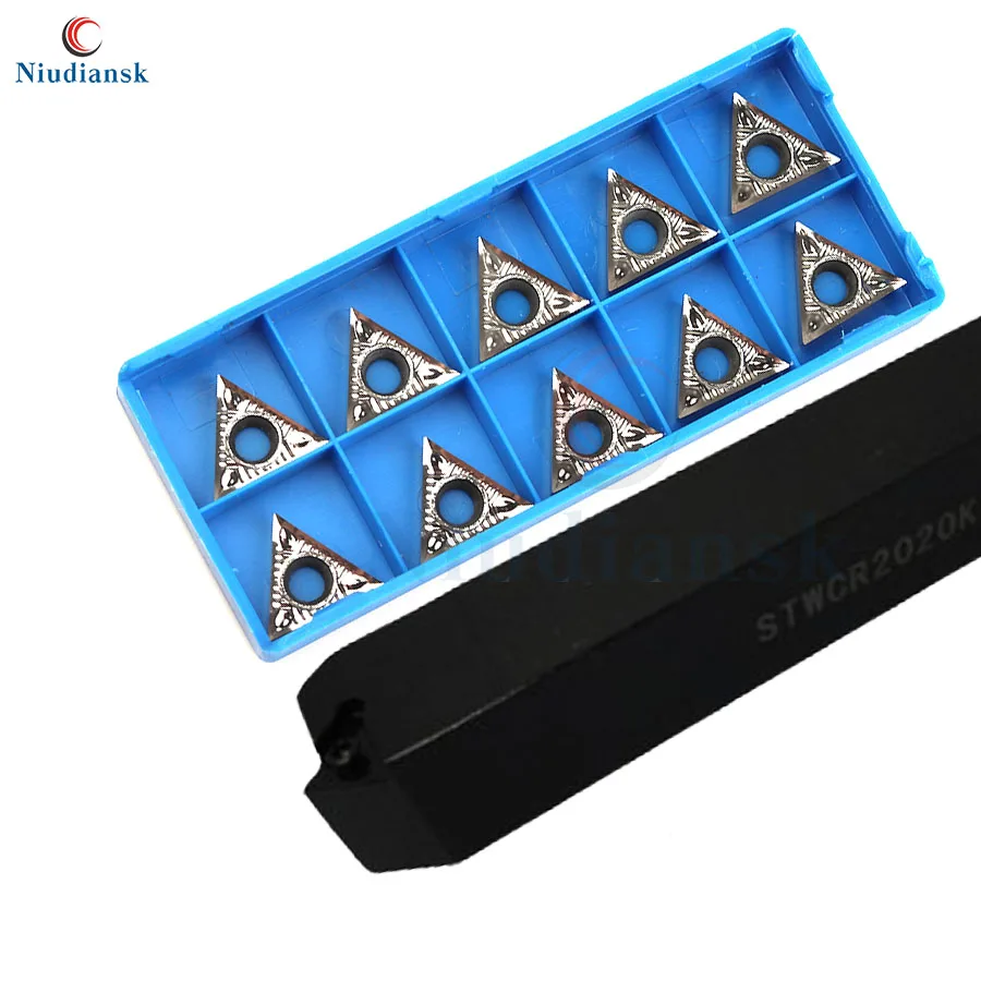 Portaherramientas de torneado externo STWCR2020K16 STWCR2525M16 STWCR1616H16 CNC, herramienta de torno de 10 piezas TCMT16T3, insertos de carburo, juego de torno, 1 unidad