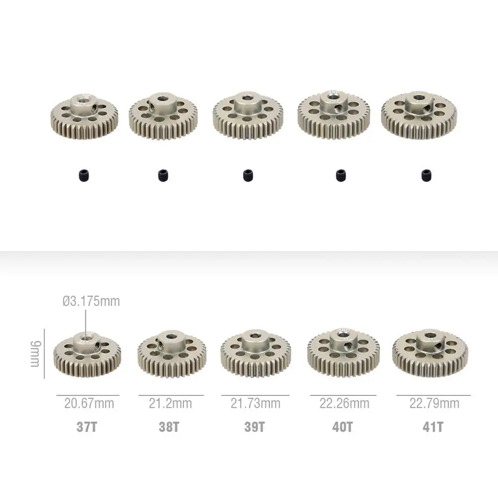 5PCS 32DP 48DP 64DP M0.6 3.175mm Metalen Aluminium Rondsel Motor Gear Set 12 T-50 T voor 1/10 RC Auto Vrachtwagen Buggy Auto - afbeelding 1