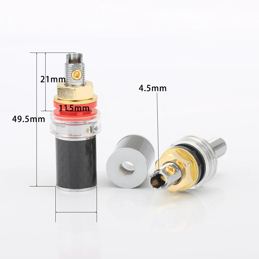 HI END คาร์บอนไฟเบอร์โรเดียม Plated Binding Post Speaker Amplifier Terminal Binding โพสต์