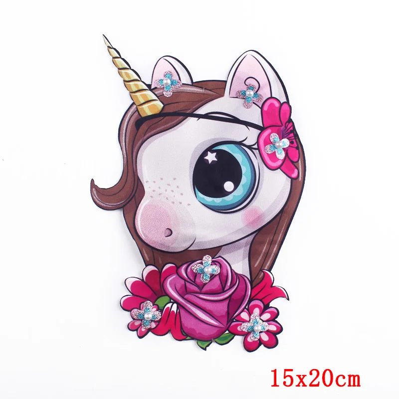 Pulaqi Iron On Cartoon Unicorn Patches For Clothing Sew On Sequin Embroidered patch Cute Sticker On Cloth Applique Fabric Patch