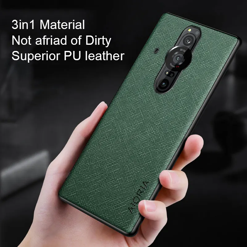 Custodia per telefono in pelle per Sony Xperia pro I pro-I funda con motivo incrociato, custodia di lusso per Xperia pro I