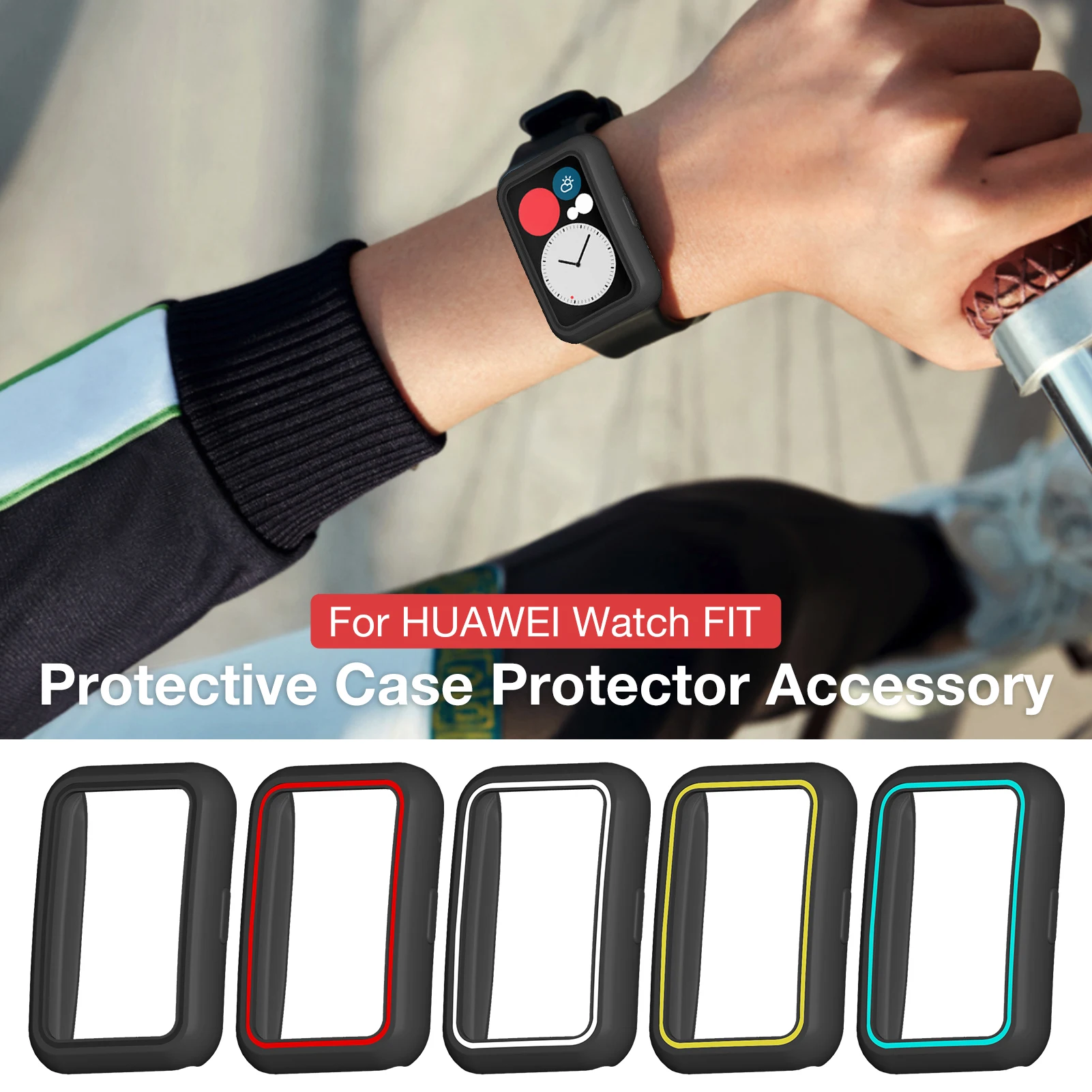 커버 화웨이 워치 핏 케이스 스마트 워치 도금 액세서리 TPU 범퍼 올 어라운드 스크린 프로텍터, 화웨이 워치 핏 2020 케이스