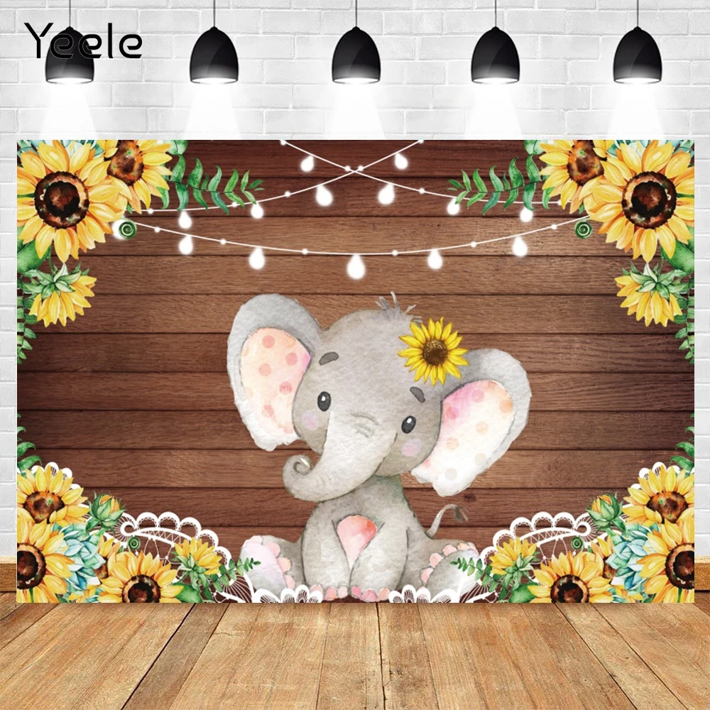 Yeele 사파리 해바라기 코끼리 생일 사진 배경 생일 파티 장식 Photocall 사진 배경 사진 스튜디오