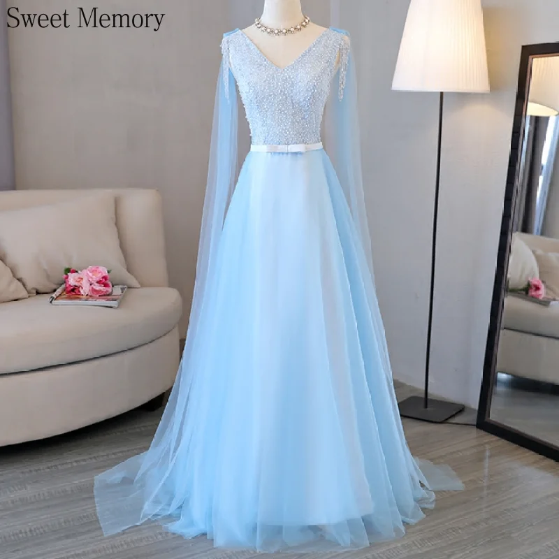 Vestidos de dama de honra personalizados para mulheres, rosa, vermelho, azul marinho, elegante, pérolas, laço, vestido de festa de casamento, vestidos longos de noite