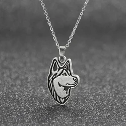 Vintage Silver Color Stainless Steel Long Chains Siberian Husky Pendant Necklace Dog Necklaces For Women Men Jewelry Lover Gifts