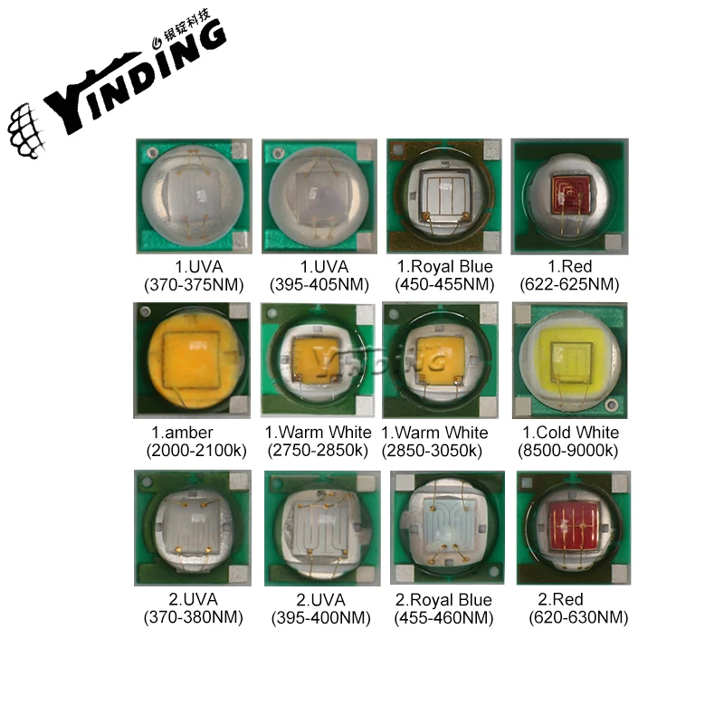 

5 шт. YINDING XPE2 1-5 Вт светоизлучающий диод высокой мощности 400-405 нм UVA 7000-8000 К холодный белый внутреннее освещение/проектор