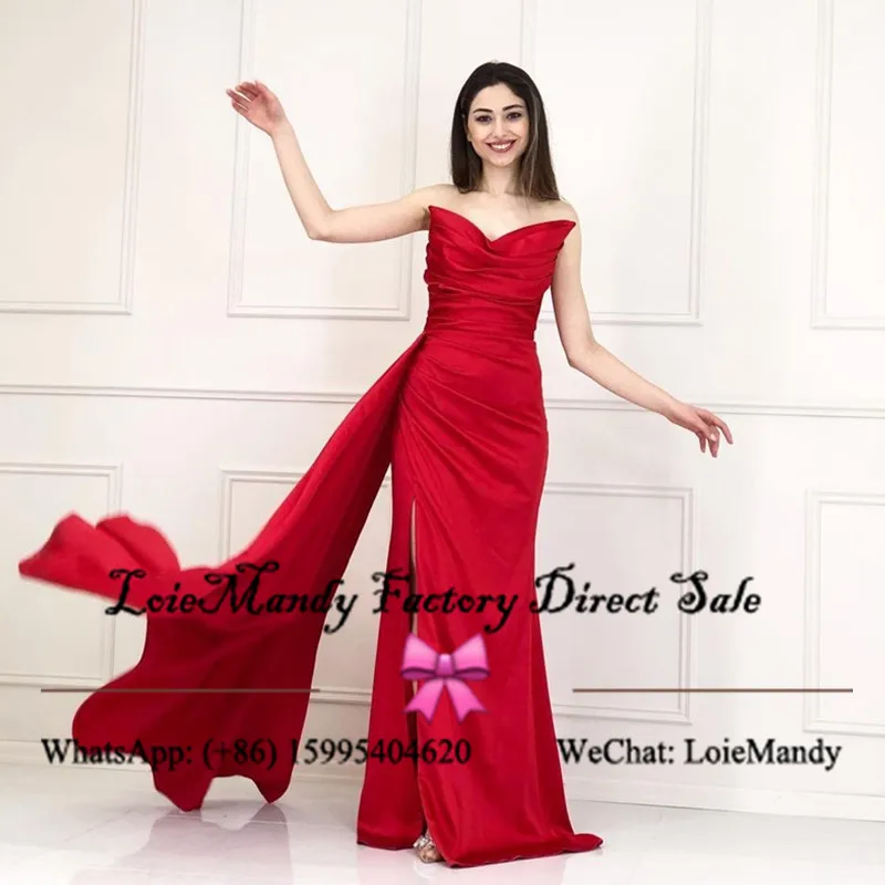 สูงแยกสีขาวสีแดงพรหมชุดยาว2022ยืดหยุ่นซาติน Mermaid Evening Party Gowns สำหรับผู้หญิง Vestido De Fiesta De boda