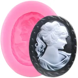 3D Woman Lady Cameo Silicone Mold Oval Frame Cake Decorating Tools Cupcake Topper Fondant Candy Chocolate Molds Soap Resin Mould