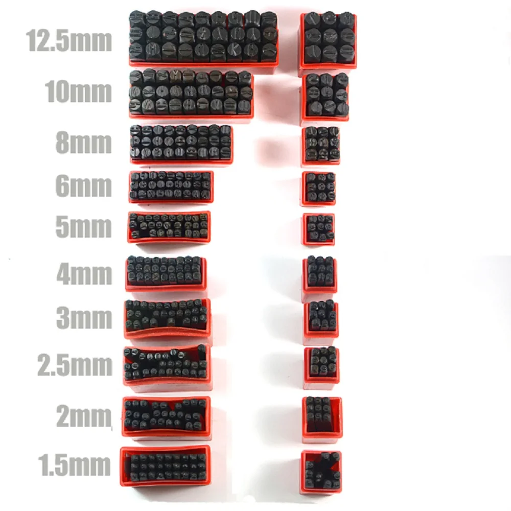 Wszystkie rozmiary liter alfabetu numer znaczki zestaw dziurkaczy pudełko stalowy dziurkacz narzędzie dla majsterkowiczów skórzane rzemiosło