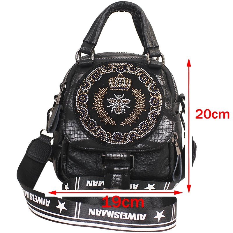 2024 Brands Designer Mini Shoulder Bag Women Fashion  Luxury Rivet Ladies Leather Handbags Rhinestone Designer Bee Crossbody Bag