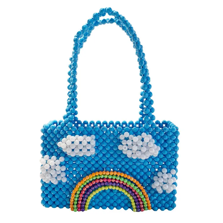 Luxury Pure Hand-woven Beaded Bucket Bag 2019 New Fashion Pearl Beaded Woven Shoulder Messenger Bag Handbags Women Family