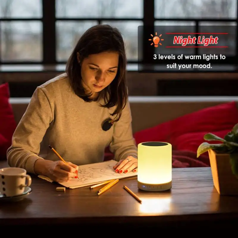 Portable Bluetooth Speaker Player Touch Pat Light Wireless Speaker Colorful LED Night Light Bedside Table Lamp for Better Sleeps