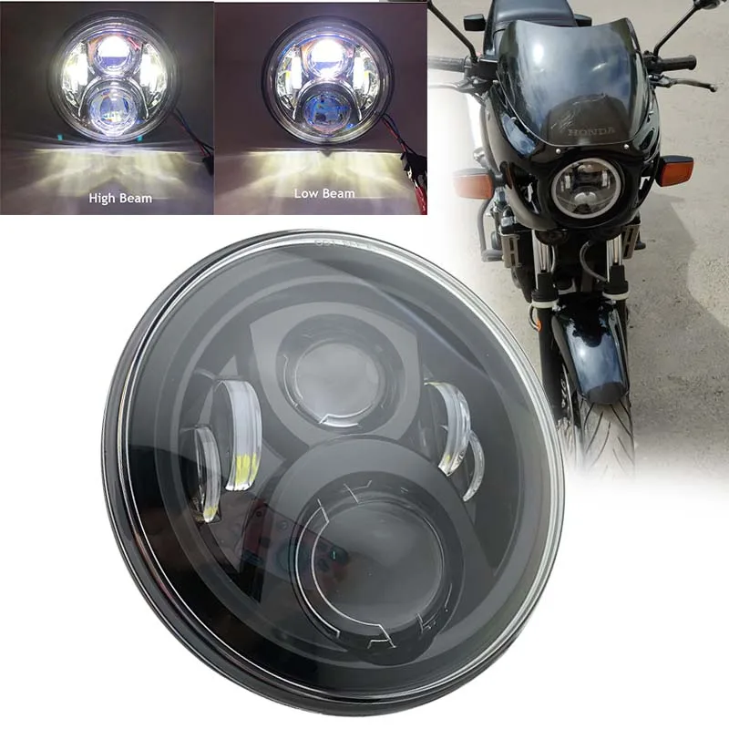 For Honda Headlight 7\'\' LED Motorcycle Headlamp With DRL Halo 72W Round Led For Honda CB 400 CB 1300 Honda Hornet